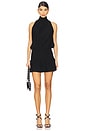 view 1 of 3 Ruched Turtleneck Halter Dress in Black