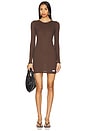 view 1 of 4 Long Sleeve Crewneck Dress in Chocolate Brown