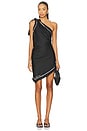 view 2 of 6 Asymmetrical Shoulder Knot Dress in Black & White