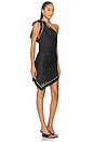 view 3 of 6 Asymmetrical Shoulder Knot Dress in Black & White
