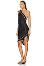 view 4 of 6 Asymmetrical Shoulder Knot Dress in Black & White