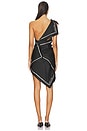 view 5 of 6 Asymmetrical Shoulder Knot Dress in Black & White