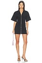 view 1 of 3 Gathered T-shirt Dress With Continuous Loop Zipper in Black