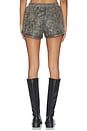 view 4 of 6 Mid Rise Leather Mini Short in Stone & Black