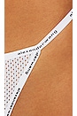 view 5 of 5 Triangle Cut Thong With Logo Elastic Binding in White