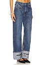 view 2 of 6 Mid Rise Straight Jean With Embroidered Cuff in Vintage Medium Indigo