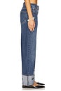 view 3 of 6 Mid Rise Straight Jean With Embroidered Cuff in Vintage Medium Indigo