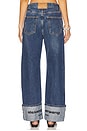 view 4 of 6 Mid Rise Straight Jean With Embroidered Cuff in Vintage Medium Indigo