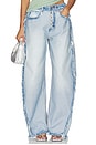 view 1 of 7 Inverted Blow Up Jean With Emboss Logo in Inverted Bleach Blue