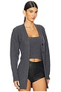 view 2 of 4 Ribbed Bilayer V-neck Cardigan With Cami Twinset in Charcoal