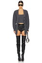view 4 of 4 Ribbed Bilayer V-neck Cardigan With Cami Twinset in Charcoal