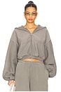 view 1 of 4 Oversized Cropped Zip-up Hoodie in Washed Cement
