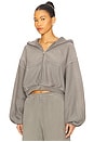 view 2 of 4 Oversized Cropped Zip-up Hoodie in Washed Cement