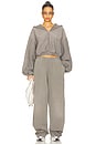 view 4 of 4 Oversized Cropped Zip-up Hoodie in Washed Cement