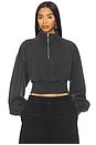 view 1 of 5 Cropped Half Zip Pullover Sweatshirt in Washed Asphalt
