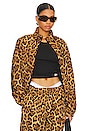 view 1 of 5 Leopard Track Jacket With Stacked Wang Puff Logo in Black Multi