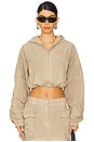 view 1 of 5 CHAQUETA T BY HOODED CROPPED in Safari