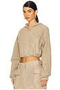 view 2 of 5 Hooded Cropped Zip Jacket in Safari