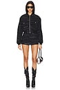 view 4 of 5 All Over Embroidery Zip Front Bomber Jacket in Washed Black