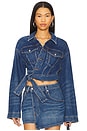 view 1 of 5 Wrapped Trucker Jacket in Deep Blue