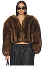 view 1 of 4 Faux Fur Cropped Jacket in Chestnut