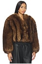 view 2 of 4 Faux Fur Cropped Jacket in Chestnut
