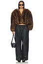 view 4 of 4 Faux Fur Cropped Jacket in Chestnut