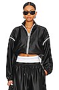 view 1 of 5 Cropped Track Jacket With Stacked Wang Puff Logo in Black