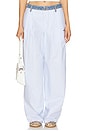 view 1 of 6 Denim Waistband Pant in Oxford Blue & White