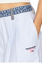 view 6 of 6 Denim Waistband Pant in Oxford Blue & White