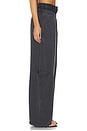 view 2 of 6 PANTALON SWEAT PRESTYLED SLASHED WITH DENIM WAISTBAND in Washed Black