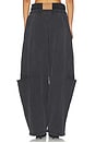 view 4 of 6 PANTALON SWEAT PRESTYLED SLASHED WITH DENIM WAISTBAND in Washed Black