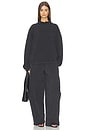 view 5 of 6 PANTALON SWEAT PRESTYLED SLASHED WITH DENIM WAISTBAND in Washed Black