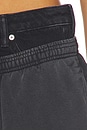 view 6 of 6 PANTALON SWEAT PRESTYLED SLASHED WITH DENIM WAISTBAND in Washed Black