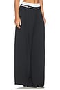 view 2 of 6 PANTALON MID-RISE BELTED TAILORED W/ PRE-STYLED BOXER in Black & White Pinstripe