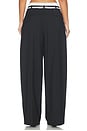 view 5 of 6 PANTALON MID-RISE BELTED TAILORED W/ PRE-STYLED BOXER in Black & White Pinstripe