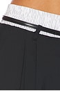 view 7 of 6 PANTALON MID-RISE BELTED TAILORED W/ PRE-STYLED BOXER in Black & White Pinstripe
