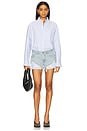 view 1 of 4 Prestyled Button Down Short Romper in Light Worn Indigo