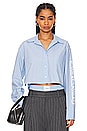 view 2 of 6 Button Down Cropped Shirt in Chambray Blue