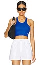 view 1 of 5 Women's Cropped Classic Racer Tank in Cobalt Blue