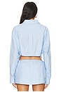 view 3 of 5 Hotfix Drawstring Cropped Buttondown in Chambray Blue