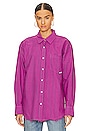 view 1 of 5 Boyfriend Shirt with Undone Hem in Joker Pink