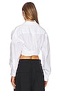 view 3 of 4 Draped Cropped Shirt with Placket Detail in Bright White