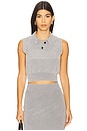 view 1 of 5 Polo Collar Vest With Embossed Logo in Washed Grey