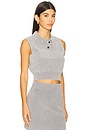 view 2 of 5 Polo Collar Vest With Embossed Logo in Washed Grey