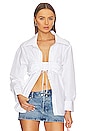 view 1 of 5 Ruched Bandeau Open Front Shirt in White
