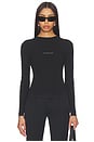 view 1 of 5 Long Sleeve Crewneck Top With Jacquard Logo in Black
