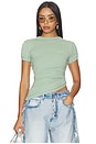 view 1 of 5 Layered Short Sleeve Top in Blaze Green