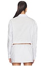 view 3 of 5 Cropped Shirt With Bungee Hem in White & Blue Stripe