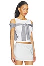 view 2 of 4 Pre-styled Tank Top With Draped Cardigan in Heather Grey & White